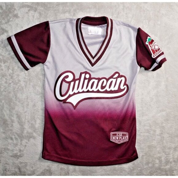 Culiacán Baseball Jersey by New Play – Youth Size 8 – Maroon & Gray Gradient - Picture 1 of 9